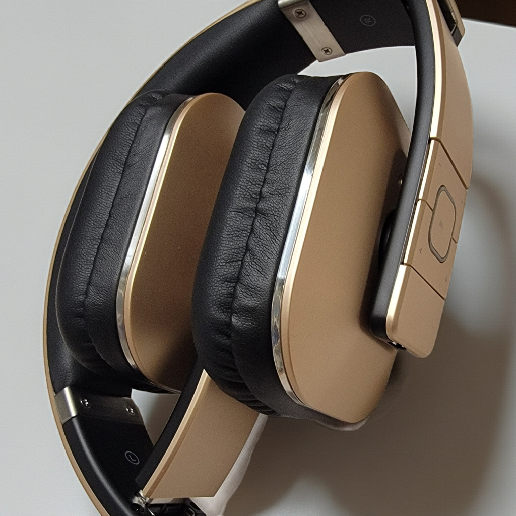 Kopfhörer gold Lederohrpolster August EP650G Bluetooth NFC